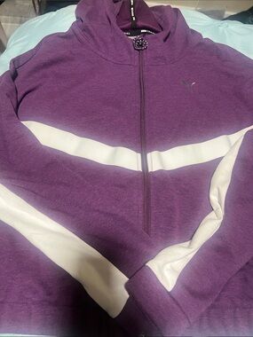Puma Purple Cowl Half-Zip Sweatshirt with White Chevron